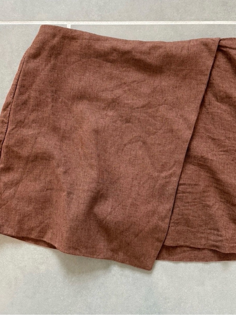 Abercrombie small high rise Brown Linen Wrap Mini Skirt